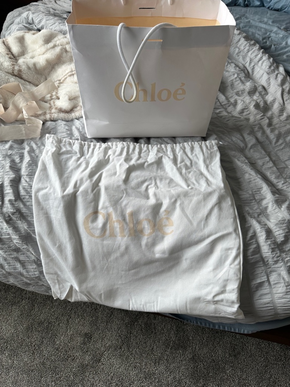 Chloe Woody Tote Bag in Linen and Cement Pink - Picture 3 of 6